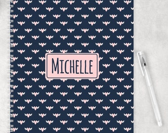 Personalized Spiral Notebook | Personalized Journal | Feminine Stationery | Personalized Hearts Notebook | Pink and Blue Hearts, Love Note