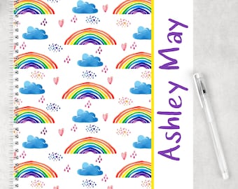Personalized Spiral Notebook | Personalized Journal | Feminine Stationery | Personalized Rainbow Notebook | Bright Rainbow