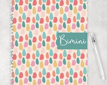 Cuaderno espiral navideño retro / Diario personalizado / Papelería femenina / Cuaderno arcoíris personalizado / Puntos multicolores