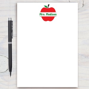 Teacher Personalized Notepad, Custom Teacher Pad, Teacher Appreciation, Writing Pad, Gift for Teacher, Teacher Gift, Good Job Student Apple