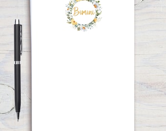 Floral gerahmte personalisierte Notizblock, benutzerdefinierte Notizblock, personalisierte Briefpapier, Schreibblock, Geschenk für sie, Wildblumen Notizblock, Lehrer Geschenk
