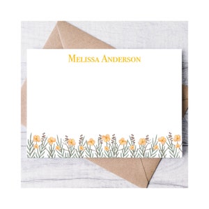 Personalisierte Briefpapier-Notizkarten mit Aquarell-Blumenmuster, Briefpapier für Frauen, Dankeschön-Flachkarten, personalisierte Notizkarten, Geschenk für die Familie