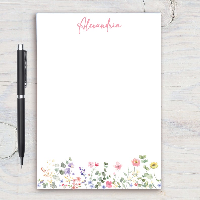 Wildflowers Patterned Personalized Notepad, Custom Notepad ...