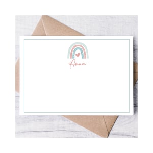Aquarell Regenbogen personalisierte Briefpapier-Notizkarten, Briefpapier für Frauen, Dankeschön-Flachkarten, personalisierte Notizkarten, Geschenk für Familie