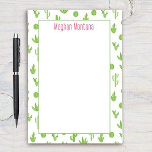 Blocco note personalizzato con motivo di cactus carino, blocco note personalizzato, cancelleria personalizzata, blocco per scrivere, regalo per lei, blocco note di cactus, regalo di dessert