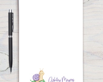 Personalized Notepad, Custom Notepad, Personalized Stationery, Writing Pad, Gift for Her, Snail Notepad, Watercolor Snail, Snail Notepad