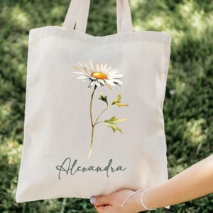 April Geburt Monat Blume personalisierte Tragetasche, Bachelorette Brautjungfer Geschenke, Geburtstagsgeschenk für sie, Hochzeitsgeschenk, Geschenk für Mutter