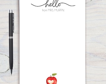 Teacher Personalized Notepad, Custom Teacher Notepad, Teacher Appreciation, Writing Pad, Gift for Teacher, Teacher Gift, Heart Teacher Apple