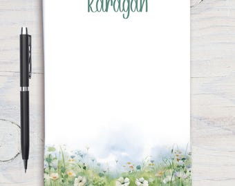 Bloc de notas personalizado con paisaje de flores silvestres, bloc de notas personalizado, papelería personalizada, bloc de notas, regalo para ella, bloc de notas de flores silvestres, profesor