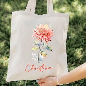 Geburtsmonat November Blume Personalisierte Tragetasche, Bachelorette Brautjungfer Geschenke, Geburtstagsgeschenk für sie, Hochzeitsgeschenk, Geschenk für Mama