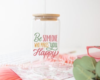 18 oz. Daily Reminders Glass Tumbler-  Mental Health Tumbler, Daily Affirmations Glass Tumbler, Affirmations Tumbler, Best Friend