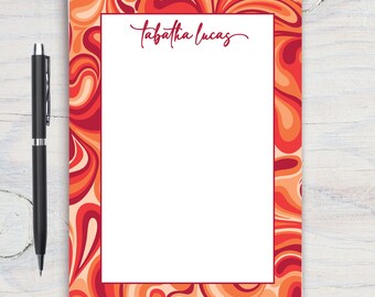 Groovy Patterned Personalized Notepad, Custom Notepad, Personalized Stationery, Writing Pad, Gift for Her, Paisley Notepad, Hippie Notepad