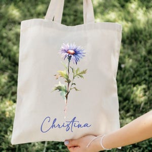 September Geburtsmonat Blume Personalisierte Tragetasche, Bachelorette Brautjungfer Geschenke, Geburtstagsgeschenk für sie, Hochzeitsgeschenk, Geschenk für Mama