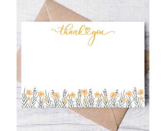 Watercolor Floral Personalized Stationery Note Cards, Stationary For Women, Thank you Flat Cards, Personalized Notecards, Gift for Family