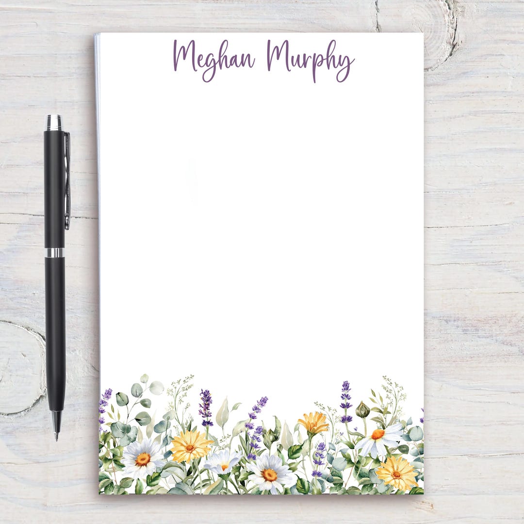 Lavender Wildflower Blooms Personalized Notepad, Custom Notepad ...