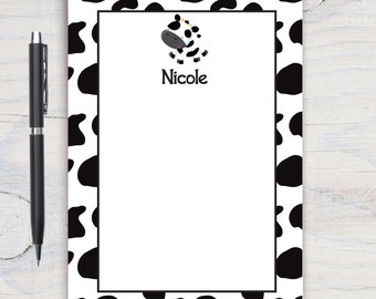 Bloc-notes personnalisé imprimé vache - bloc-notes personnalisé, papeterie personnalisée, bloc-notes, cadeau pour elle, bloc-notes pour les amoureux des vaches, bloc-notes de la ferme