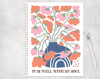 Well With My Soul Religious Spiral Notebook | Personalized Journal | Custom Journal Spiral Notebooks | Gift for Kid | Religious Notebook