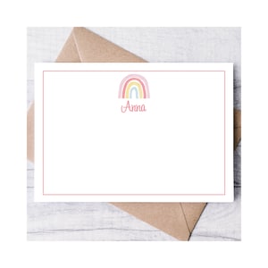 Aquarell Regenbogen personalisierte Briefpapier-Grußkarten, stationär für Frauen, danke flache Karten, personalisierte Notecards, Geschenk für Familie