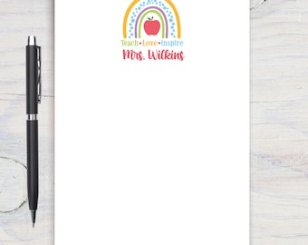 Bloc de notas personalizado para profesores, bloc de notas personalizado para profesores, agradecimiento a los profesores, bloc de notas, regalo para profesores, regalo para profesores, arcoíris de manzana