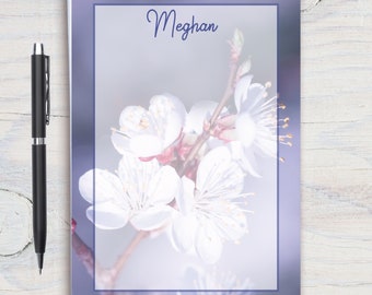 Prachtig persoonlijk notitieblok met bloemenpatroon, aangepast notitieblok, gepersonaliseerd briefpapier, cadeaupapier