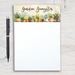 Garden Gangster Personalized Notepad, Custom Notepad, Personalized Stationery, Writing Pad, Gift for Her, Garden Notepad Plant Gifts