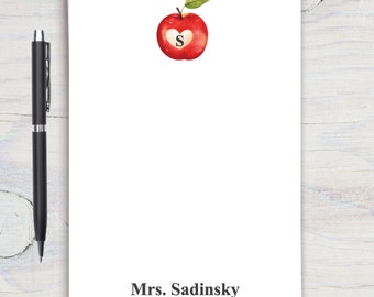 Teacher Personalized Notepad, Custom Teacher Notepad, Teacher Appreciation, Writing Pad, Gift for Teacher, Teacher Gift, Heart Teacher Apple