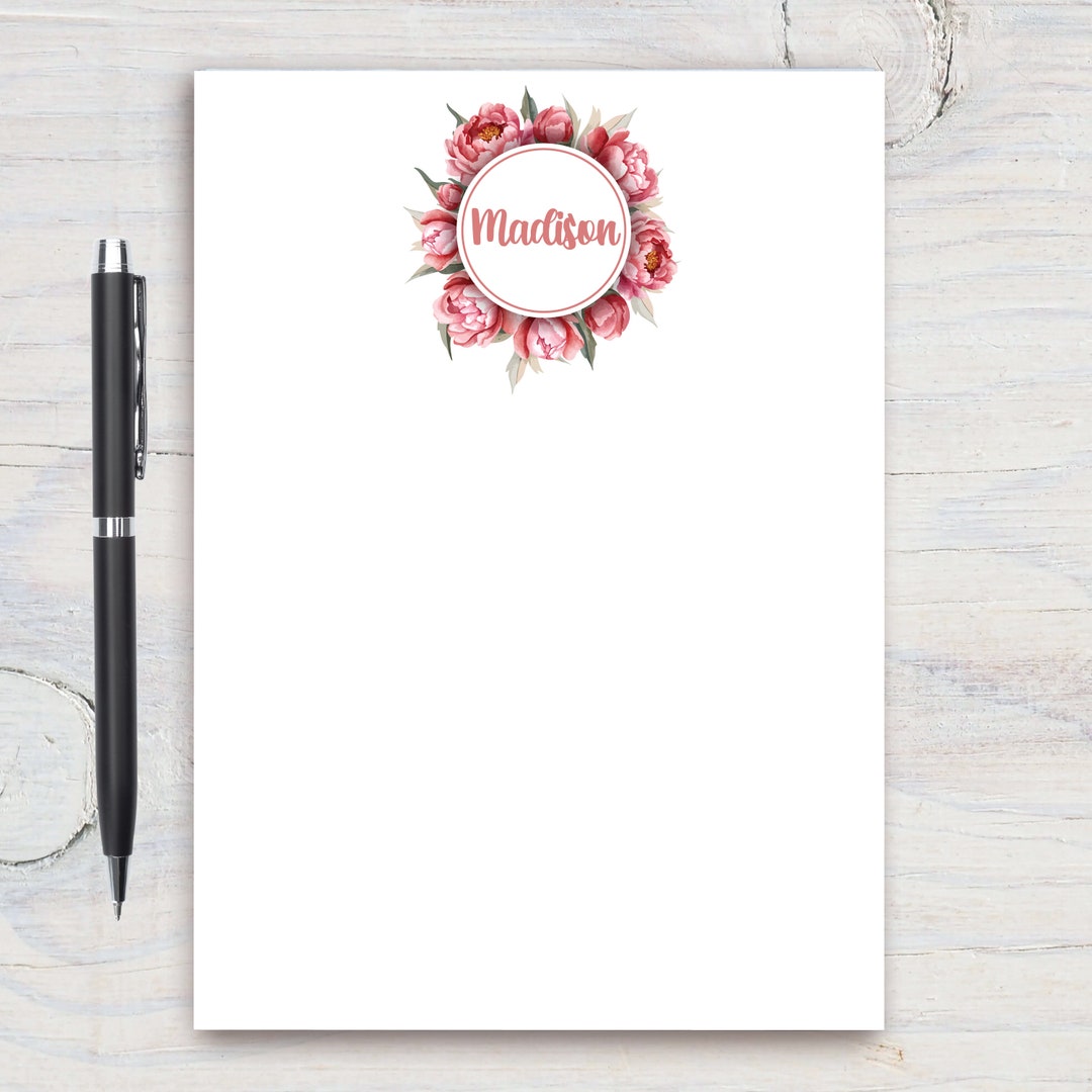 Watercolor Rose Personalized Notepad, Custom Notepad, Personalized ...