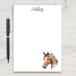 Personalisiertes Pferd Briefpapier, individuelle Dankeschön-Notiz, benutzerdefinierter Notizblock, personalisiertes Briefpapier, Schreibblock, Geschenk für sie, Pferd Notizblock