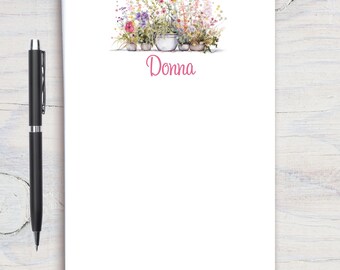 Tuinieren in pot Gepersonaliseerde notitieblok, aangepast notitieblok, gepersonaliseerd briefpapier, schrijfblok, cadeau voor haar, botanisch notitieblok, planten notitieblok