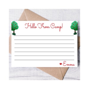 Juego de papelería de campamento personalizado para niños o niñas, Papelería personalizada, Bonitas notas de verano, Regalo personalizado para campamento, Tarjetas de notas de verano