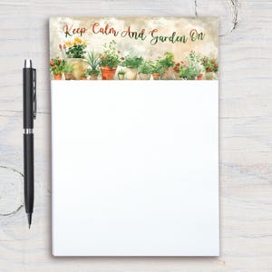 Keep Calm Garden Personalized Notepad, Custom Notepad, Personalized Stationery, Writing Pad, Gift for Her, Garden Notepad Plant Gifts