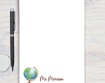 Geography Teacher Personalized Notepad, Custom Teacher Notepad, Teacher Appreciation, Writing Pad, Gift for Teacher, Geography Teacher Gift