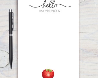 Bloc de notas personalizado para profesores, Bloc de notas personalizado para profesores, Agradecimiento al profesor, Bloc de notas, Regalo para el profesor, Regalo para el profesor, Corazón de manzana para el profesor