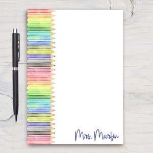 Teacher Personalized Notepad, Custom Teacher Notepad, Teacher Appreciation, Writing Pad, Gift for Teacher, Teacher Gift, Colorful Pencils
