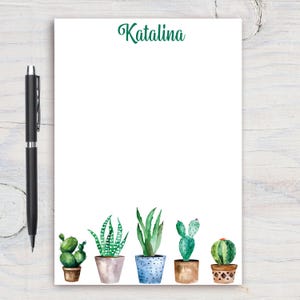 Desert Gardening Personalized Notepad, Custom Notepad, Personalized Stationery, Writing Pad, Gift for Her, Botanical Notepad, Cactus Notepad