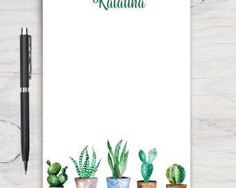 Woestijntuinieren Gepersonaliseerde notitieblok, aangepast notitieblok, gepersonaliseerd briefpapier, schrijfblok, cadeau voor haar, botanisch notitieblok, cactusnotitieblok