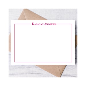Umrandete moderne personalisierte Briefpapier-Notizkarten, Briefpapier für Frauen, Dankeschön-Flachkarten, personalisierte Notizkarten, Geschenk für die Familie