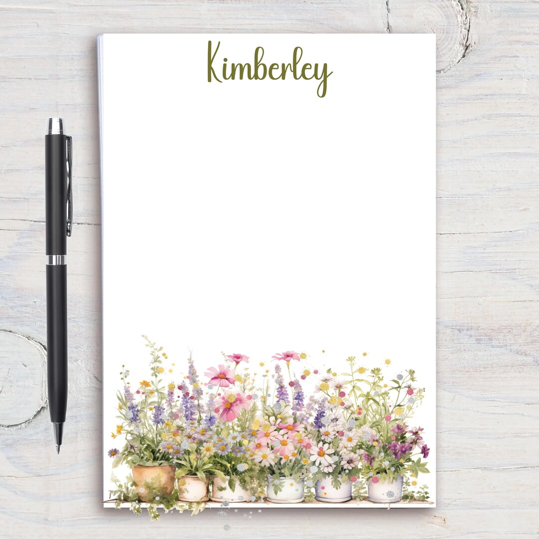 Botanical Notepad Potted Gardening Personalized Notepad, Custom Notepad, Personalized ...