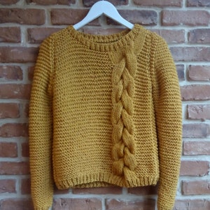 Kathmandu Sweater, PDF knitting pattern - Instant Download - Sweater knitting pattern, garter stitch sweater, cable knitting sweater