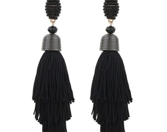 Gute's new bohemian style long tassel earrings