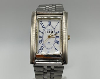 Vintage Cardinal CHFM Quartz Tank Watch Roman Numerals Art Deco