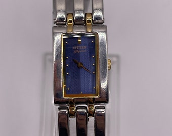 Citizen Elegance tankstijl quartz horloge blauwe wijzerplaat met armband