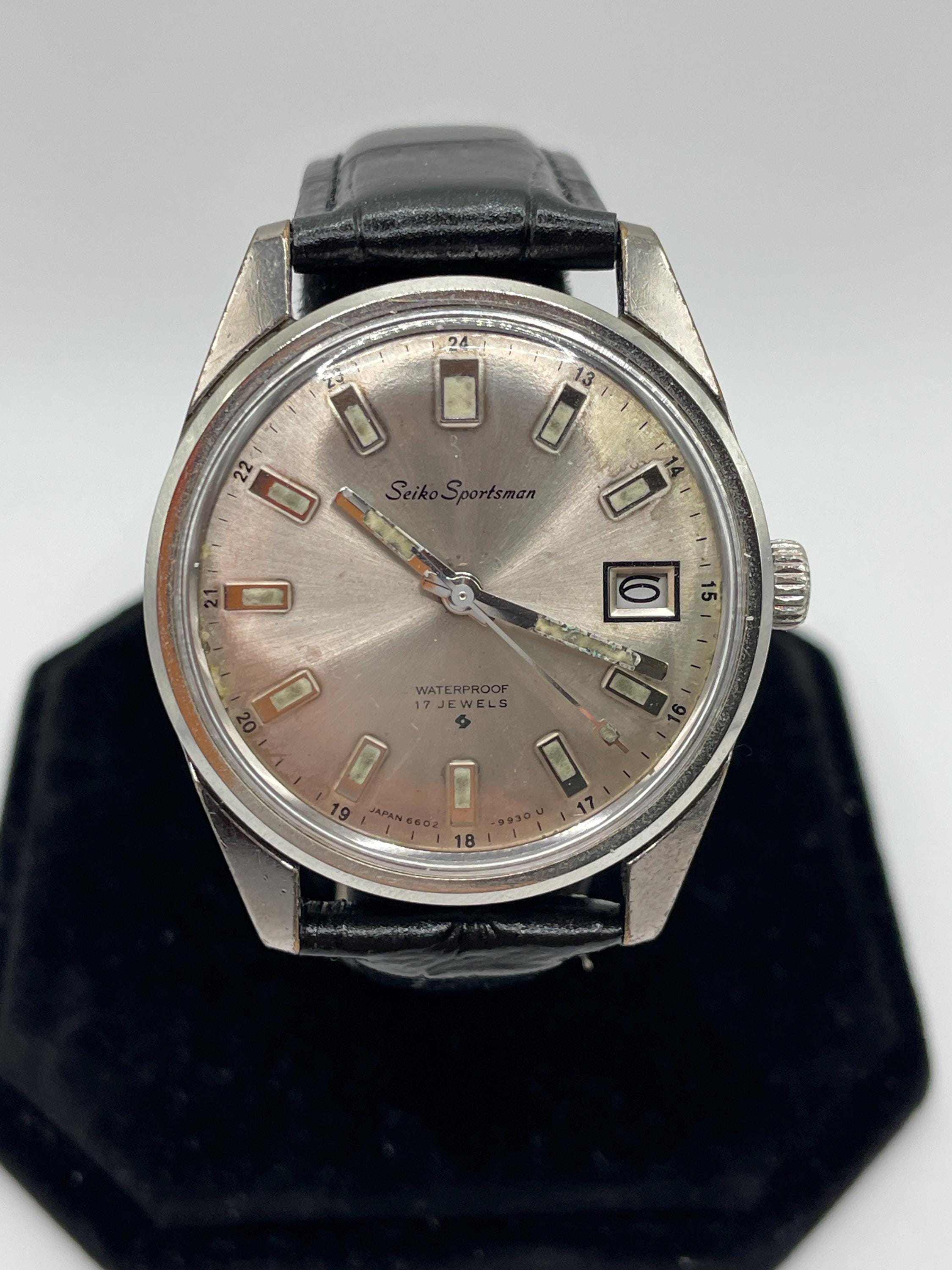 RARE Seiko Sportsman 6602-9982 Manual Wind Date Sunburst Silver 