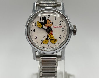 Vintage Ingersoll Mickey Mouse Character Watch Manual Wind Eerste bedrijf dat Mickey Mouse Watch iconisch maakte