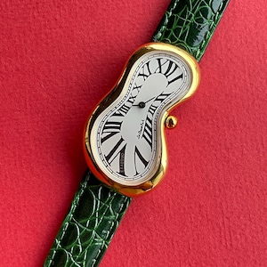 Exaequo Softwatch 90&#39;s Genuine Green Strap Gold Plated Dali Watch