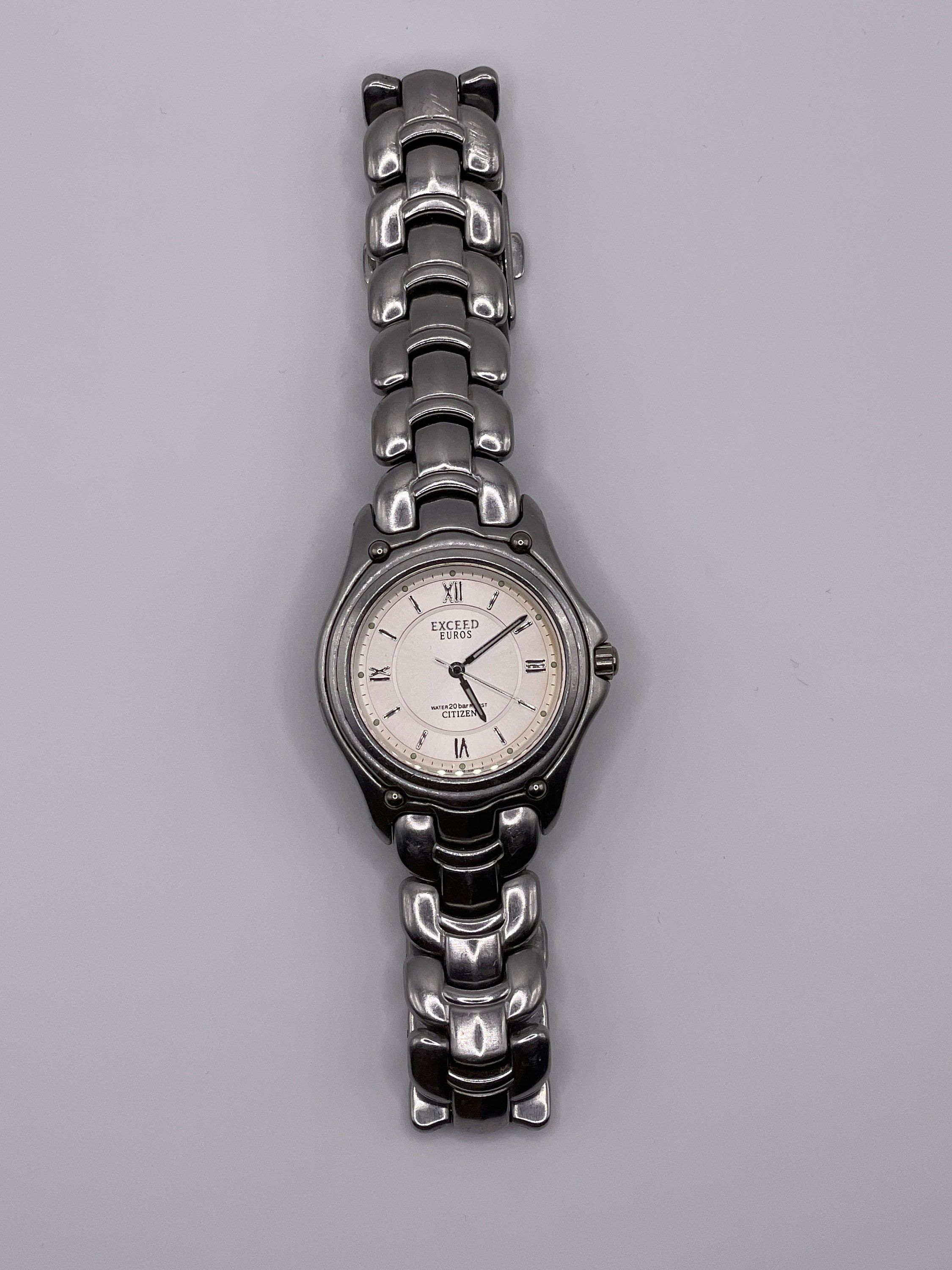 CITIZEN◇EXCEED EUROS/クォーツ腕時計/アナログ/ステンレス/WHT/SLV 