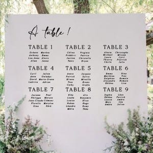 Plan de table mariage minimaliste chic personnalisé – Grand panneau plan de table élégant – Plexiglass, tissu ou bois