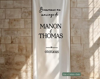Modern Fabric Wedding Welcome Sign Personalized | Minimalist Wedding Banner | Modern Fabric Wedding Welcome Sign