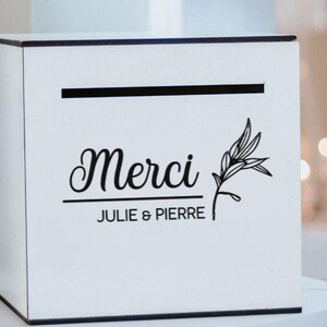 Sticker pour urne de mariage personnalisé Merci + Rameau d'olivier - Décoration raffinée pour votre cérémonie