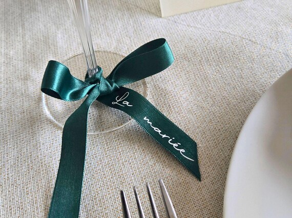 Marque place mariage ruban personnalisé satin | Wedding ribbon place card personalized | Napkin name tag wedding guest name ribbon